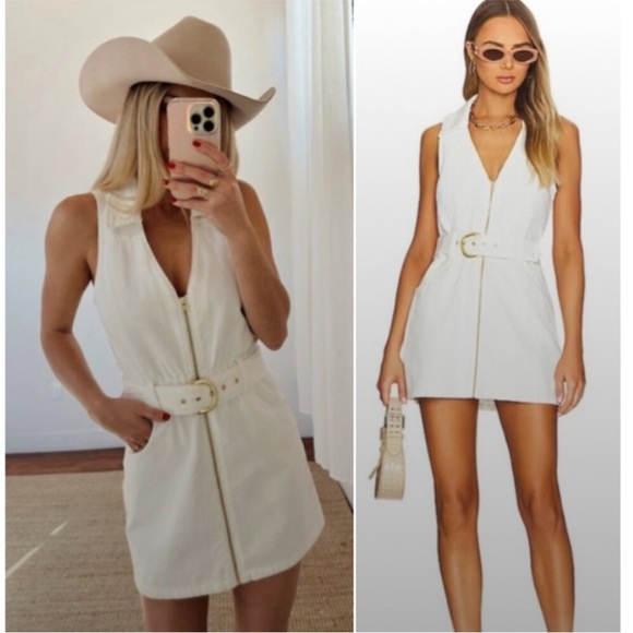 Show Me Your MuMu Dresses & Skirts - Show Me Your Mumu Oxford Tank Mini Zip Up Seasalt White Denim